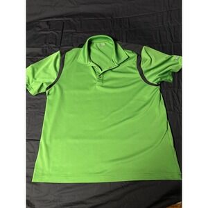 IZOD Golf Extreme Function Mens Large Polo Shirt Lime Green Black Performance